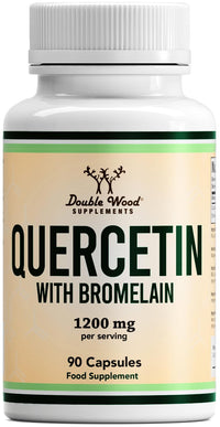 Double Wood Supplements Double Wood Quercetin 1000mg with Bromelain 200mg – 90 Vegan Capsules (30 Day Supply) – Immune Support, Antioxidant, Respiratory, Mucus & Allergy Relief – Non-GMO, UK Made