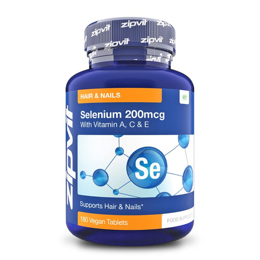 Zipvit Selenium 200mcg with Vitamins ACE, 180 Vegan Tablets, High Strength Selenium Supplement, Supports Hair and Nails, Immune System and Thyroid Function, 6 Month Supply, UK Supplier