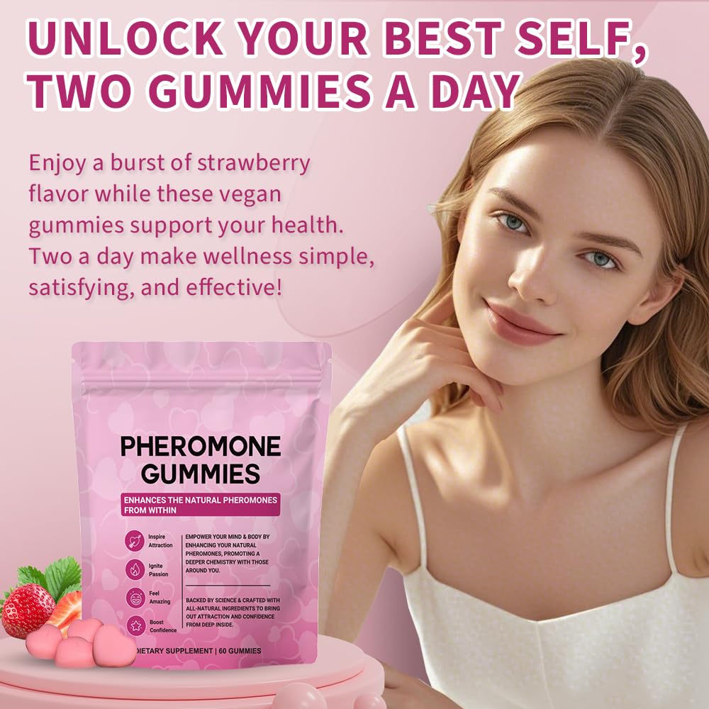 Govixed Pheromone Gummies, Premium Feminine Balance Gummies for Women's Health & Wellness, Strawberry Flavor -60 Gummies -30 Servings