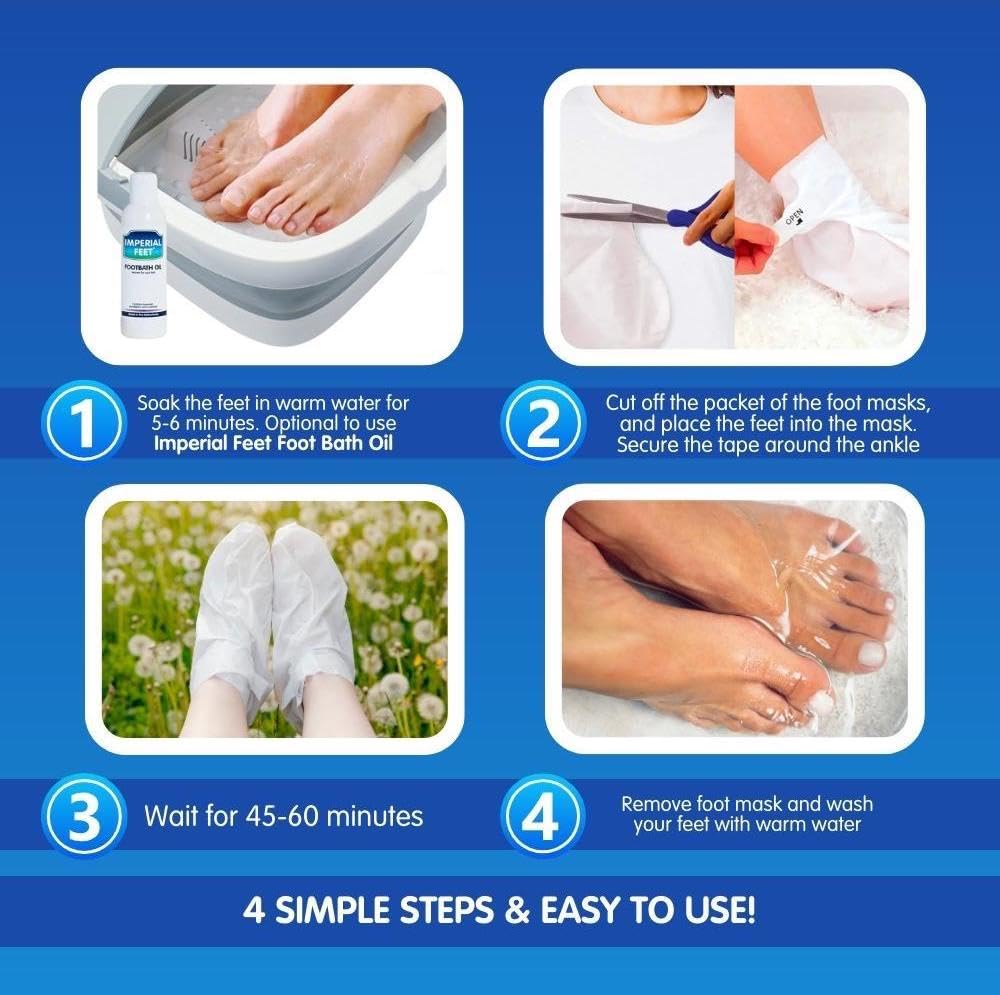 Pedicure Grade Foot Masks That Remove Dead Skin | Smooth and Soften Foot Peel mask for Dry Cracked feet Premium | Callus Removal | Imperial Feet