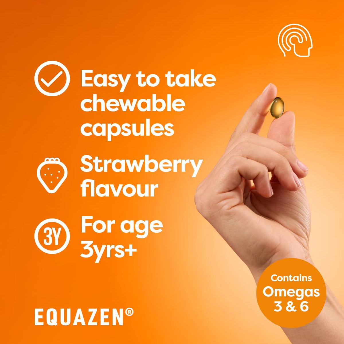 Equazen® Omega 3 & 6 Chews for Kids, Brain & Cognitive Support, DHA, EPA & GLA, Clinically Researched 9:3:1 Formula, Strawberry Flavour, Halal Certified, Age 3+, 360 Pack