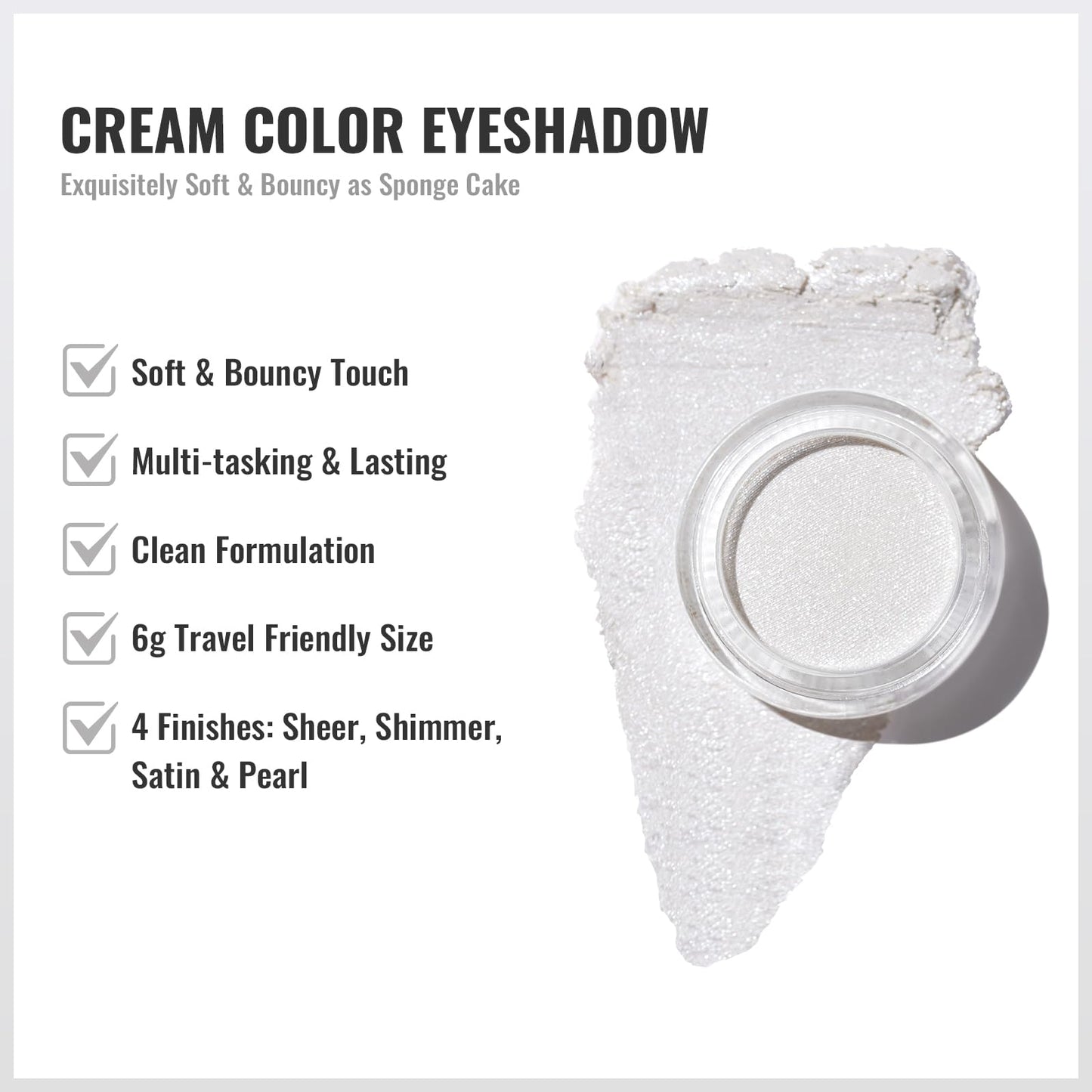 Oulac Glitter Eyeshadow for Highlighter Makeup - White Eyeshadow with Waterproof Formula | Up to 12 Hours Wear | Creates Eye-Catching Eye Make-up, Vegan, 12g, (01) Crystal Rain