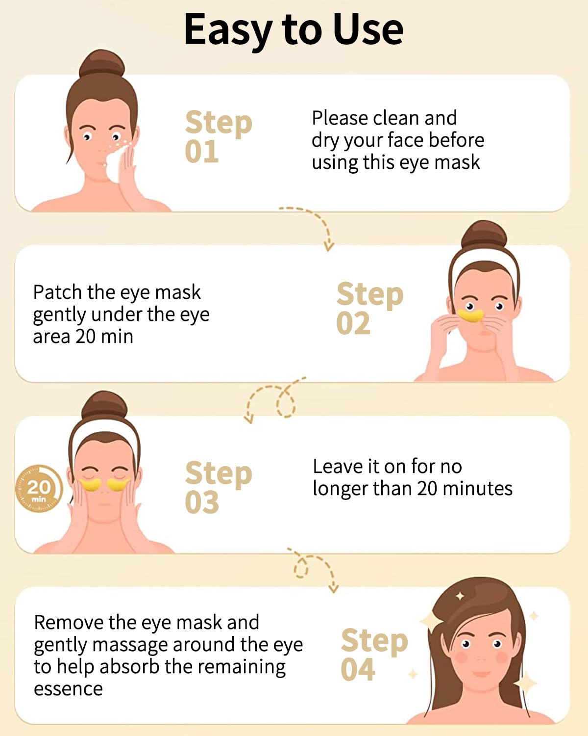 Under Eye Patches (24 Pairs) - 24K Gold Eye Masks Skincare Enriched with Abundant Collagen, hyaluronic acid, anti-aging self care eye gel pads for puffy eyes, dark circles and eye bags,wrinkle patches