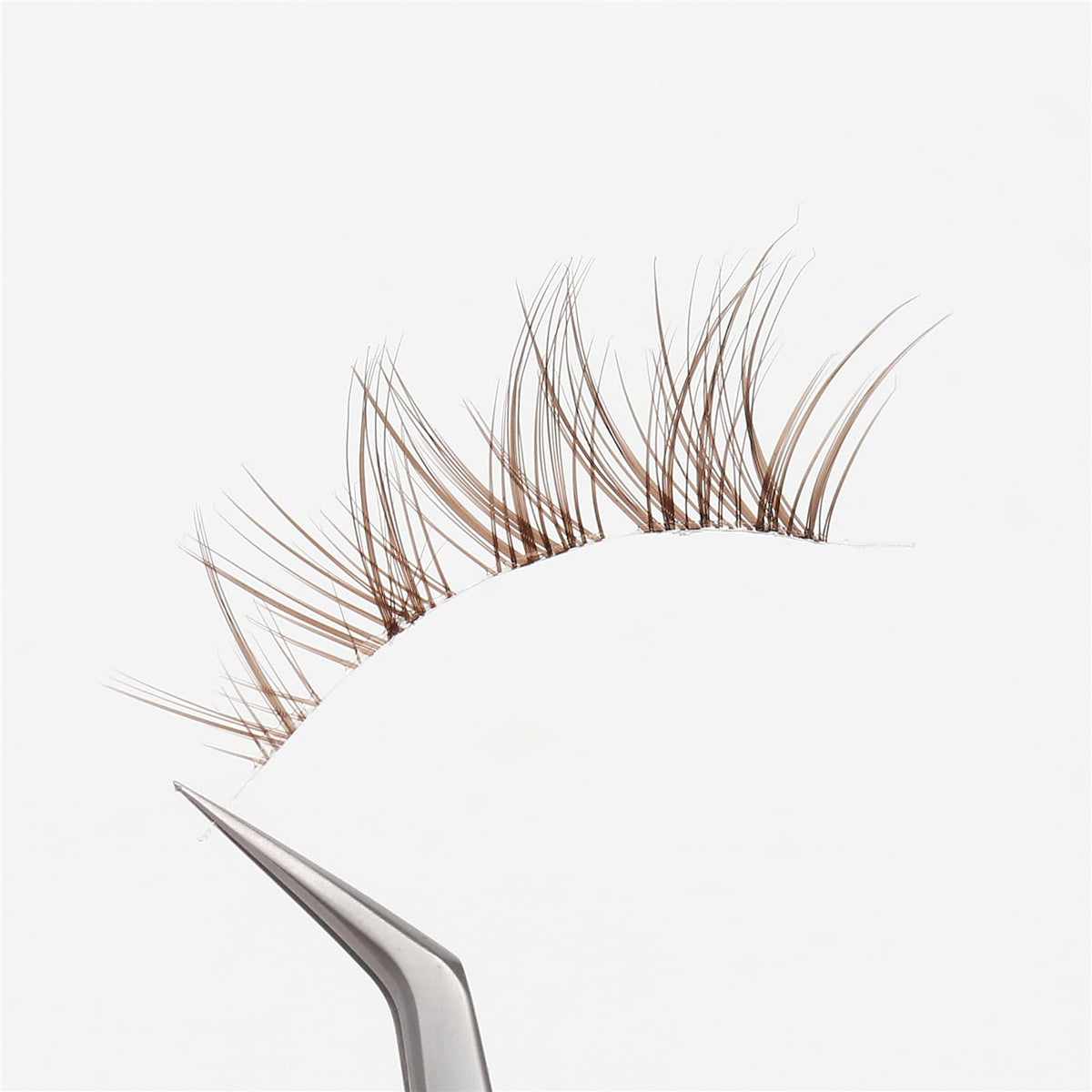 WUZIA 10 Pairs Brown Lashes Clear Band Manga Japanese Anime Cosplay Eyelashes Asian False Natural Look Like Individual Clusters (A02-Cat Eye 8-13mm)