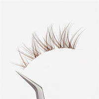 WUZIA 10 Pairs Brown Lashes Clear Band Manga Japanese Anime Cosplay Eyelashes Asian False Natural Look Like Individual Clusters (A02-Cat Eye 8-13mm)