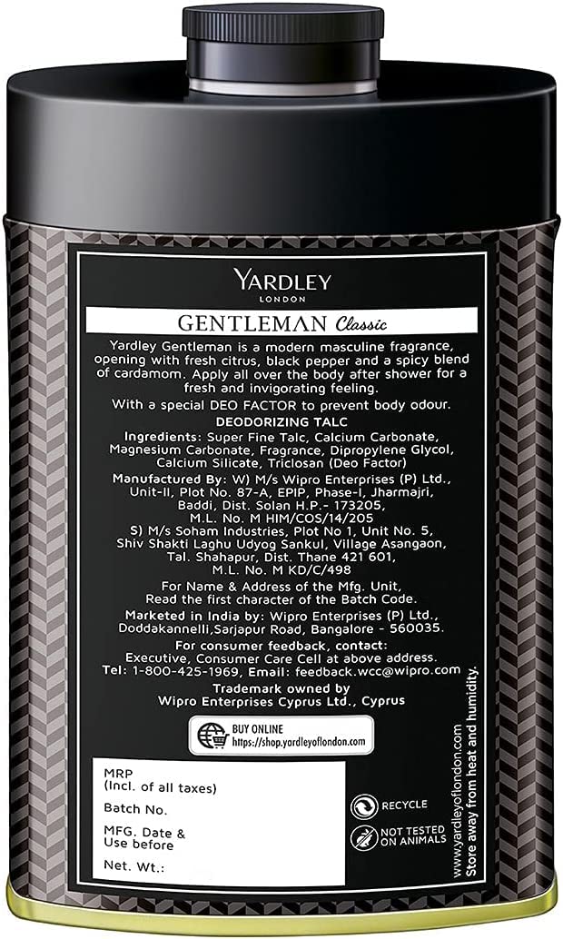 DMG Select 2 x 100g Yardley London Gentleman Classic Talcum Powder