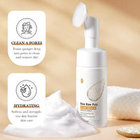 MrCuvaryas Rice Face Cleanser, Natural Face Wash,Rice Face Wash, Foaming Cleanser with Silicone Brush, Gentle Facial Cleanser, Facial Wash Women, Facial Cleansing Washes for Hydrating,Deep Pore Cleansing