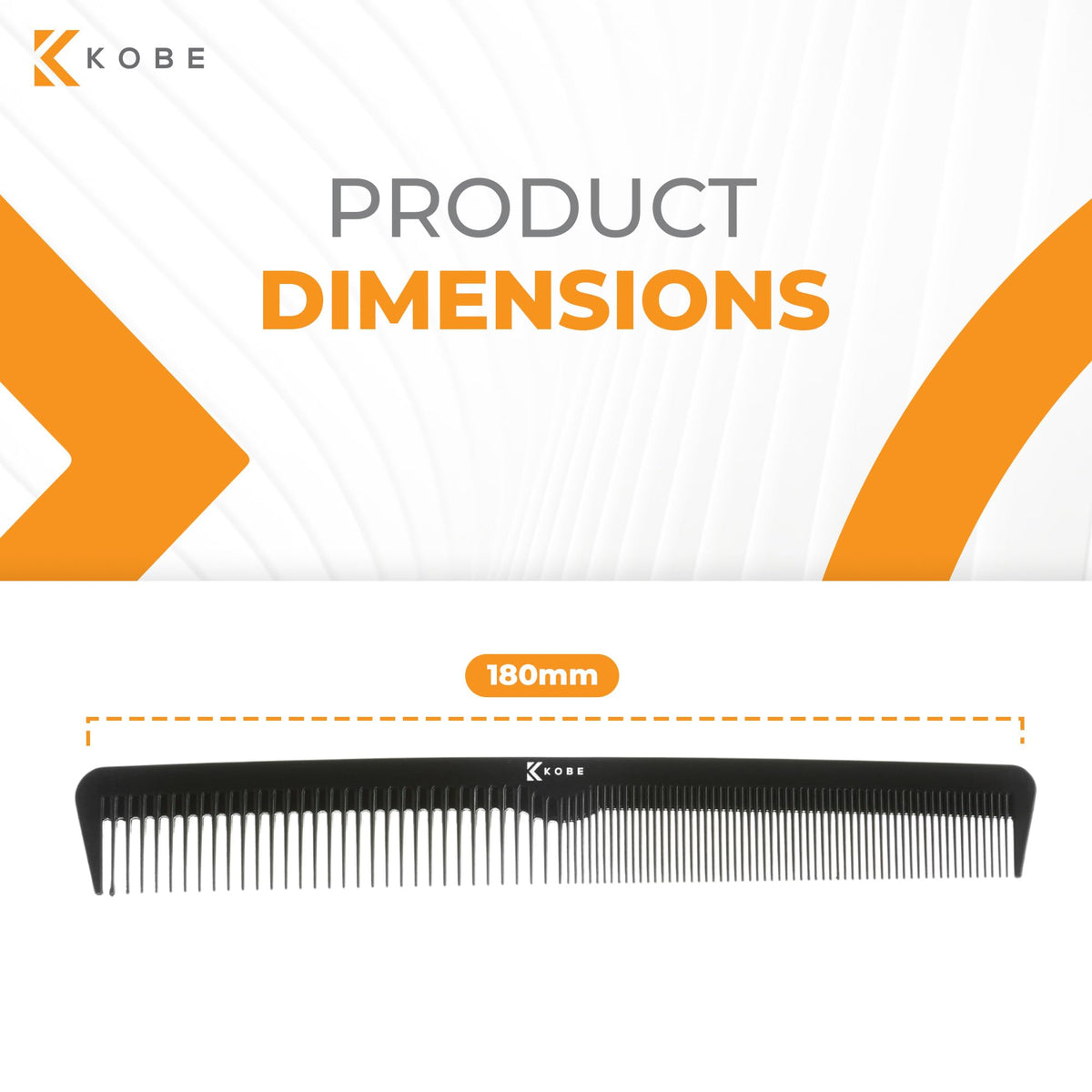 Kobe Professional Carbon Fibre Comb, Compact Carbon Comb, Coarse Fine 2 Teeth sizes, Shatter-Proof, Anti-Static, Barbers, Salon Hairdresser Hair Care Tools For Men And Women, Super strong 18cm