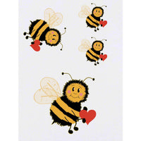 Azeeda 4 x 'Cartoon Bee' Temporary Tattoos - Water Resistant, Skin-Safe, Non-Toxic Transfers, Mixed Sizes (TO00058794)