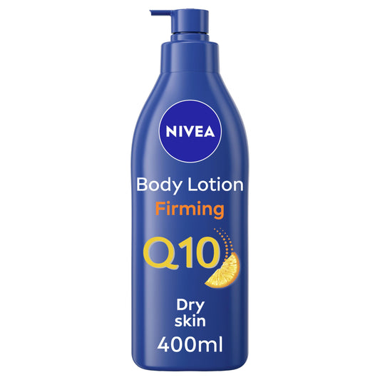 NIVEA Q10 Firming Rich Body Lotion + Vitamin C (400ml), Firming Cream with Collagen Booster Complex, 72H Moisturiser, Body Lotion for Dry Skin