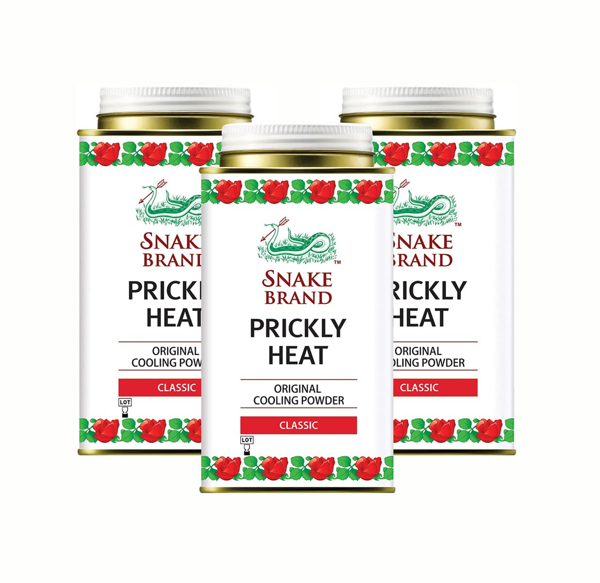 SNAKE BRAND Prickly Heat Cooling Body Powder 140g (Classic, Pack of 3)