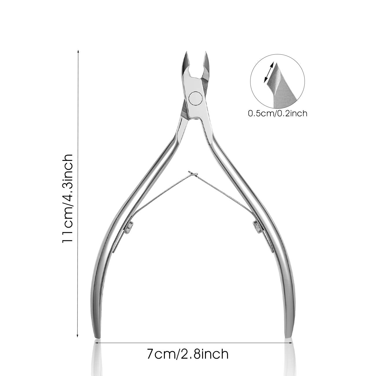 FERYES Cuticle Clipper Professional Manicure and Pedicure Cuticle Remover Tools, Medical Grade Stainless Steel, 5mm Jaw- 1 Piece (Silver)