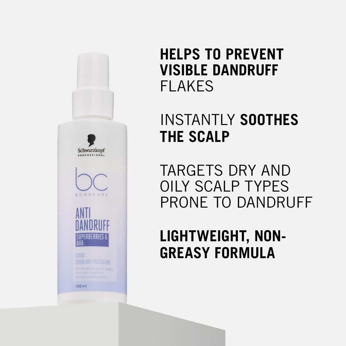BC Bonacure Schwarzkopf Professional Bonacure Anti Dandruff Serum Hair Serum For Dandruff Prone Scalps Superfood Complex Superberries AHA Eliminates Visible Dandruff Flakes Vegan pH Balanced Formula 100 ml