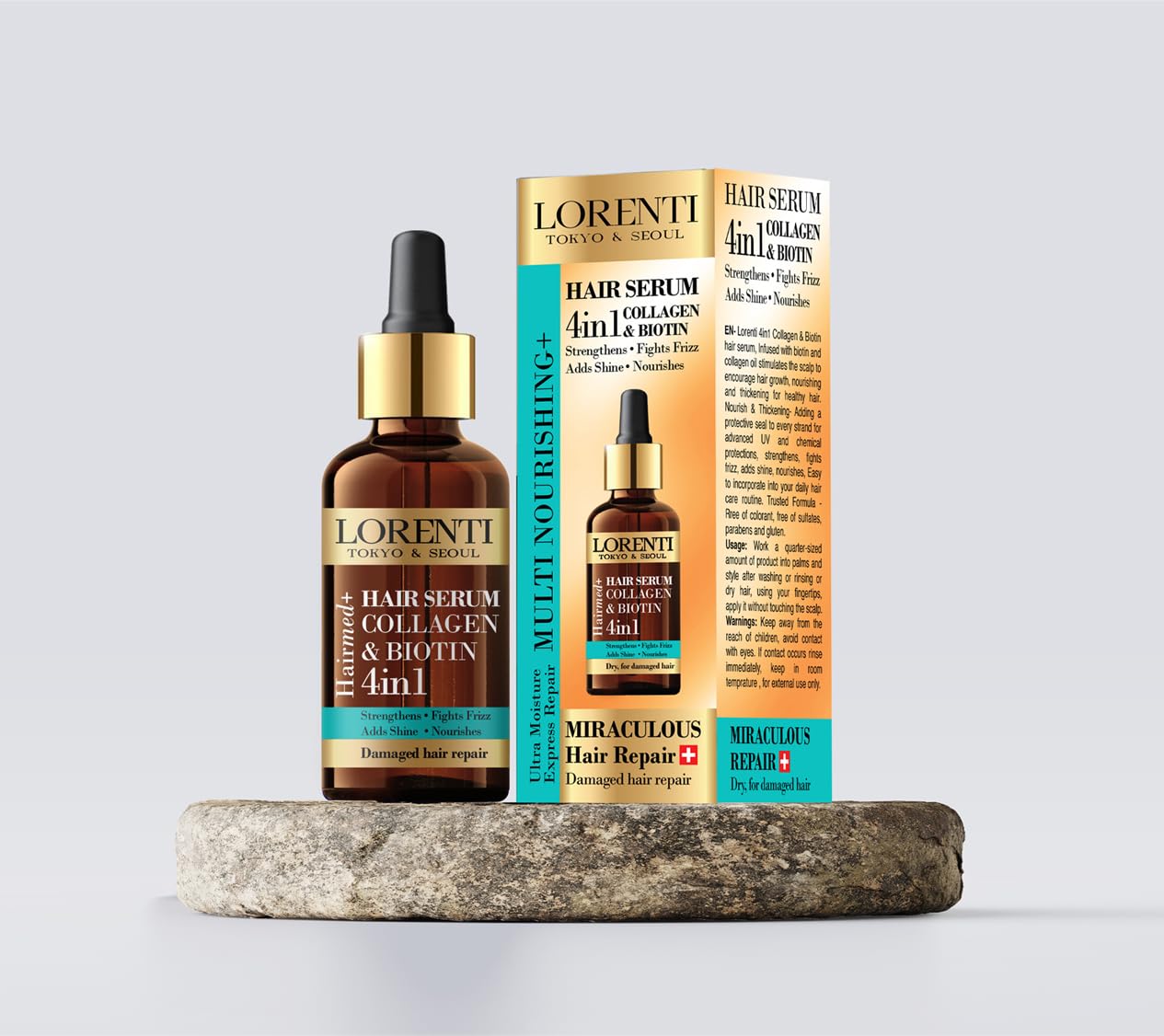 Lorenti Hair Serum Collagen Biotin 4 in 1 | Nourish & Thickening Oil | Damage Hair Repair Unisex 50ml