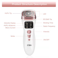 Glomeve Hifu Machine for Face Portable Antiaging Mini Hifu Face Device Heated Up Pro 3 in 1 With HIFU RF EMS Facial Machine Women Neck Chin Eyes
