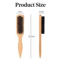 Boar Bristle Slick Back Hair Brush for Sleek Ponytail Bun & Smoothing Baby Hairs, Flyaways, Edge Control - Backcombing & Teasing Hairbrush with Wide Rat Tail for Sectioning & Parting