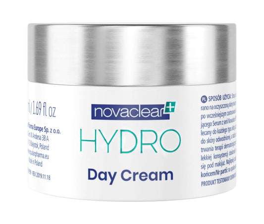 Novaclear Equalan Pharma Hydro Day Cream Gel, Cream Gel for Face 50 ml, Day Cream Gel with 10% Low and Medium Molecular Hyaluronic Acid, Cream with Vitamin E with Rose Hip and Green Tea Extract.