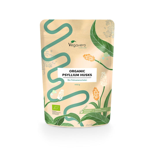 Vegavero Organic Psyllium Husk 400g | 5000 mg per dose | Pure Natural Soluble Fiber Supplement | NO Additives | Lab Tested | Vegan