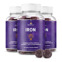 BeLive Iron Gummies Supplement with Vitamin C, A, Vitamins B Complex, Folate, Multivitamins for Women, Kids & Adults - Supports Energy, No After Taste, Vegan Supplements - Grape Flavor (180 Ct) (3 Pack)