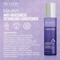 REVLON PROFESSIONAL EQUAVE ANTI-BRASSINESS BI-PHASE DETANGLING CONDITIONER, Conditioner For Blonde, Grey, and Bleached Hair, Leave-In Conditioner, Anti-Brassiness Leave-In Conditioner, 200ml
