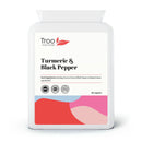 Troo Health Care Turmeric Supplement (500 mg) - 60 Capsules with Black Pepper Extract Piperine | Provides 95% Standardisation of Curcumin | UK Manufactured