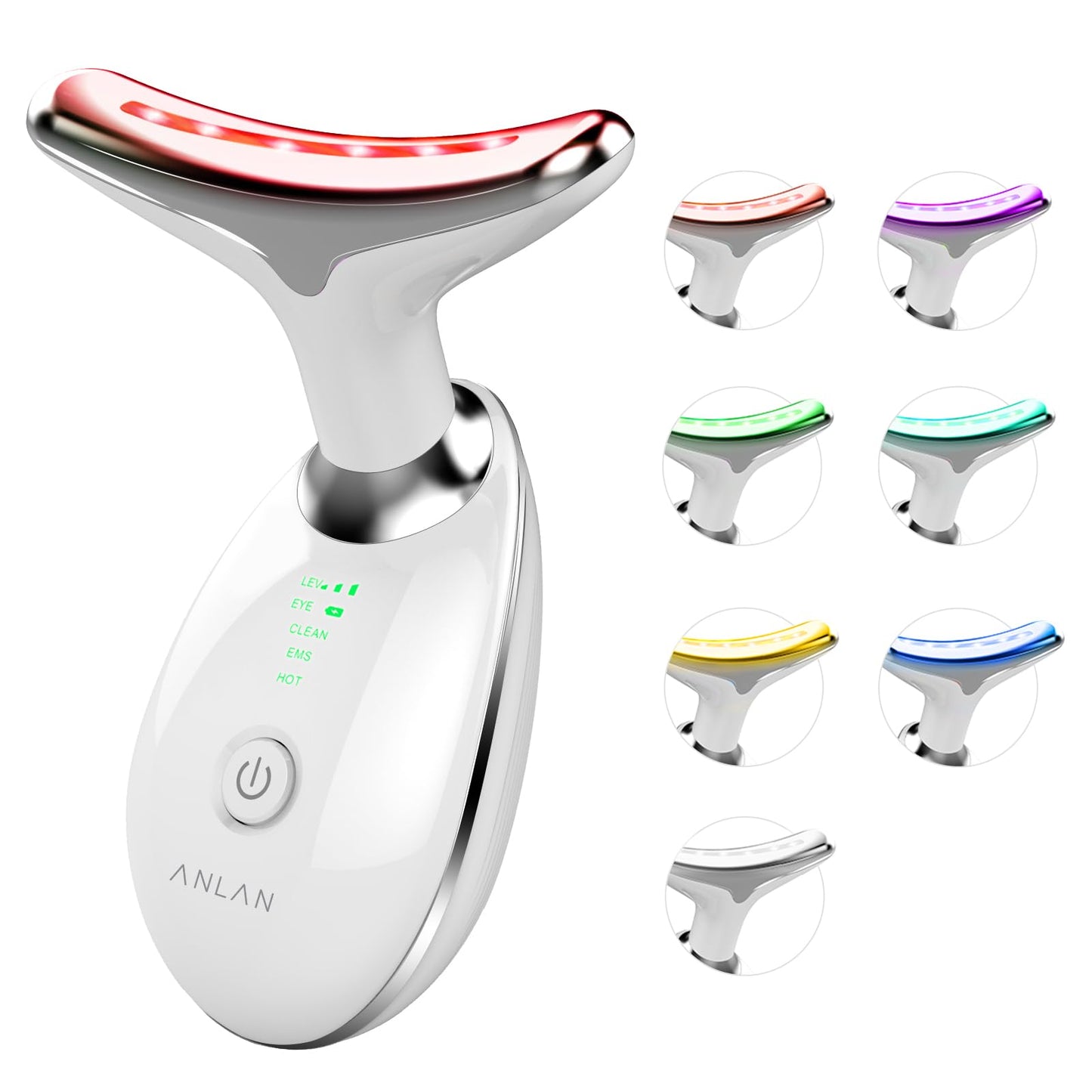 ANLAN Face Massager,7-in-1 Facial Lifting Device,Face Sculpting Device,7 Colors 3 Modes Facial Massager Electric Anti-Aging,45°C EMS Red Light Therapy Neck Lift Wrinkle Remover Skin Tighten Machine