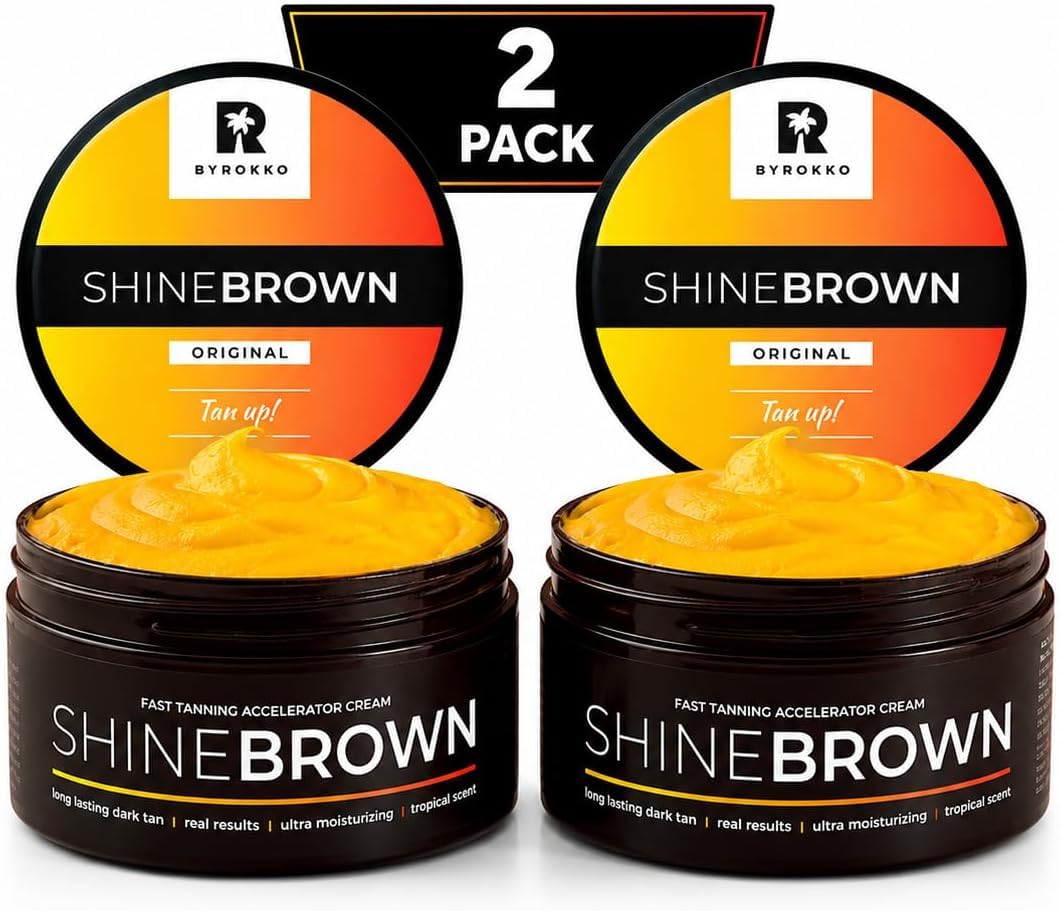 BYROKKO SHINEBROWN BYROKKO Shine Brown Tanning Accelerator 2x 210 ml, Fast Bronzing Sun Cream Effective in Sunbeds & Outdoor Sun for Deep Natural Tan, Long-Lasting Hydrating Formula with Natural Oils