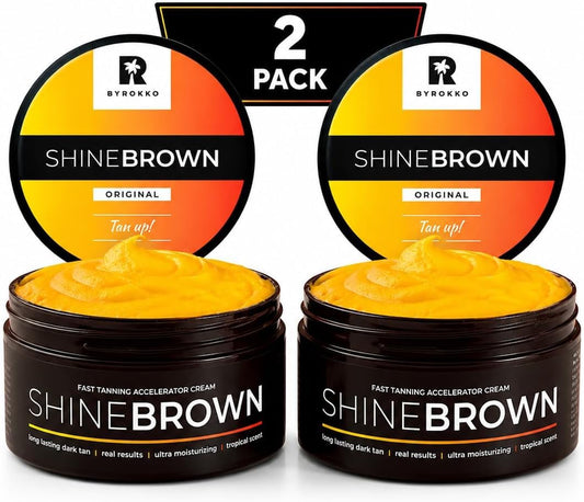 BYROKKO SHINEBROWN BYROKKO Shine Brown Tanning Accelerator 2x 210 ml, Fast Bronzing Sun Cream Effective in Sunbeds & Outdoor Sun for Deep Natural Tan, Long-Lasting Hydrating Formula with Natural Oils