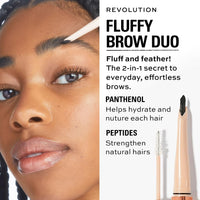 Revolution Beauty London Makeup Revolution, Fluffy Brow Filter Duo, Brow Pencil & Eyebrow Gel, Available in 5 Shades, Dark Brown, 1pc