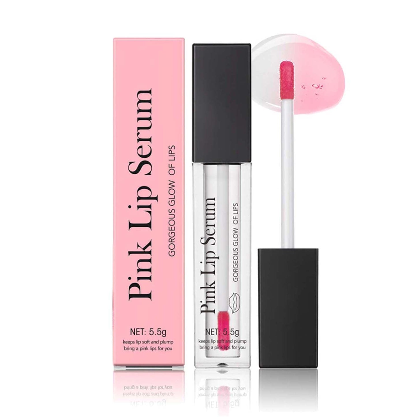 EveBeaty Pink Tinted Lip Plumper Serum - Natural Moisturizing Balm for Repair, Hydration & Fine Line Reduction，Pink Lip Serum