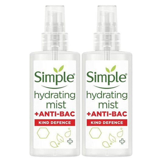 2 Pack of Simple Hydrating Mist + Anti-Bacterial Kind Defence Protect Mist 125ml