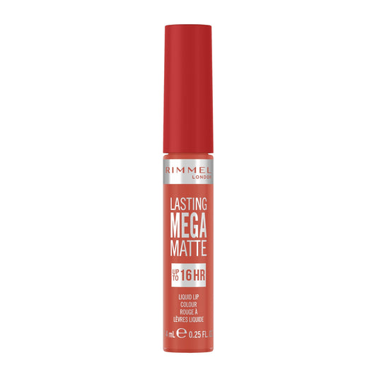Rimmel London Lasting Mega Matte Liquid Lipstick, Long-Lasting, Hydrating, Vegan Formula - 600 - Coral Sass, 7.4ml