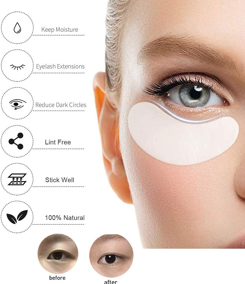 Chargenyang 50 Pair Under Eye Gel Pads Eyelash Extension Pads Lint Free DIY False Eyelash Lash Extension Eye Gel Patches Pack (50 Pair)