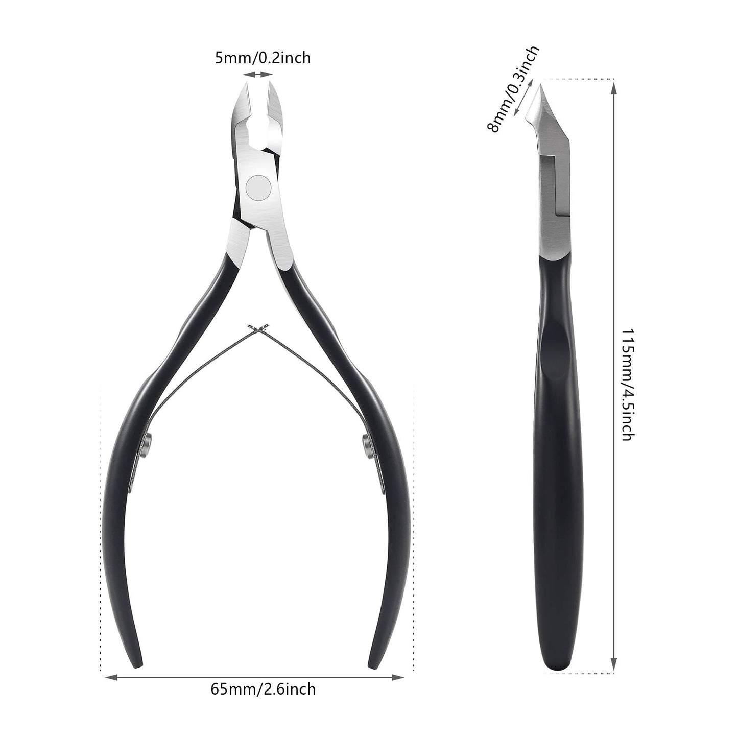 FERYES Cuticle Nippers Professional Stainless Steel Cuticle Trimmer, Extremely Sharp Cuticle Cutters Remover Scissors Pedicure Manicure Nail Matt Balck