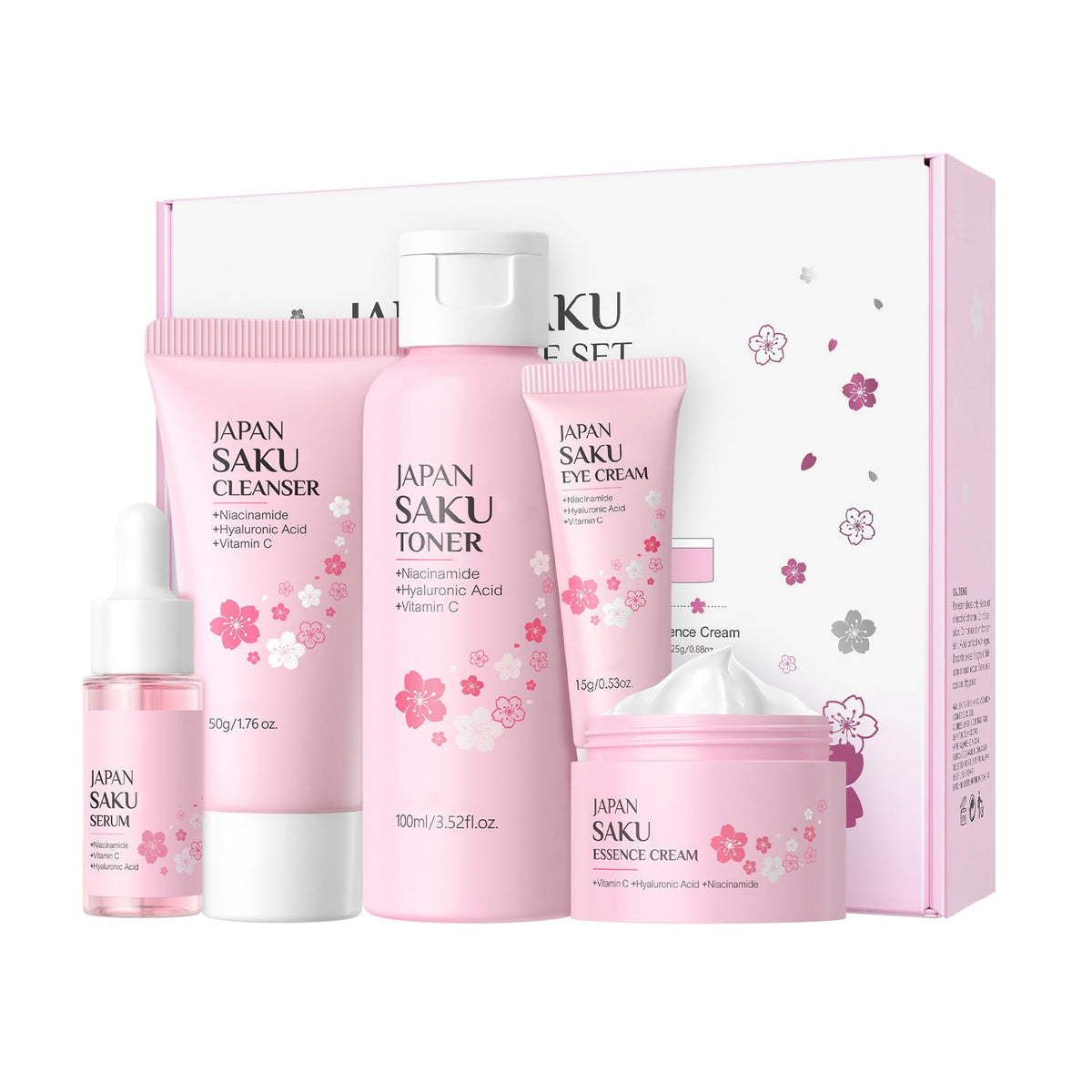 Fashion Base Skin Care For Teenage Girls,Sakura Skincare Set (Sakura-5PCS)