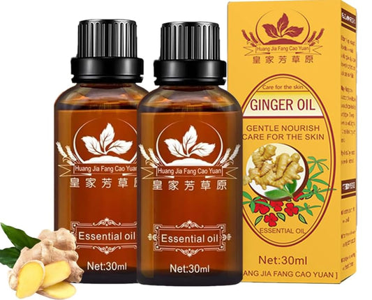 BloomBelle Ginger Massage Oil, Lymphatic Drainage Ginger Oil, Essential Oil Belly Drainage,Natural Pure Extracts Turmeric Massage Oil,Relieves Relax Muscle Soreness Dispels, Cold and Dehumidifies-30ml (2)