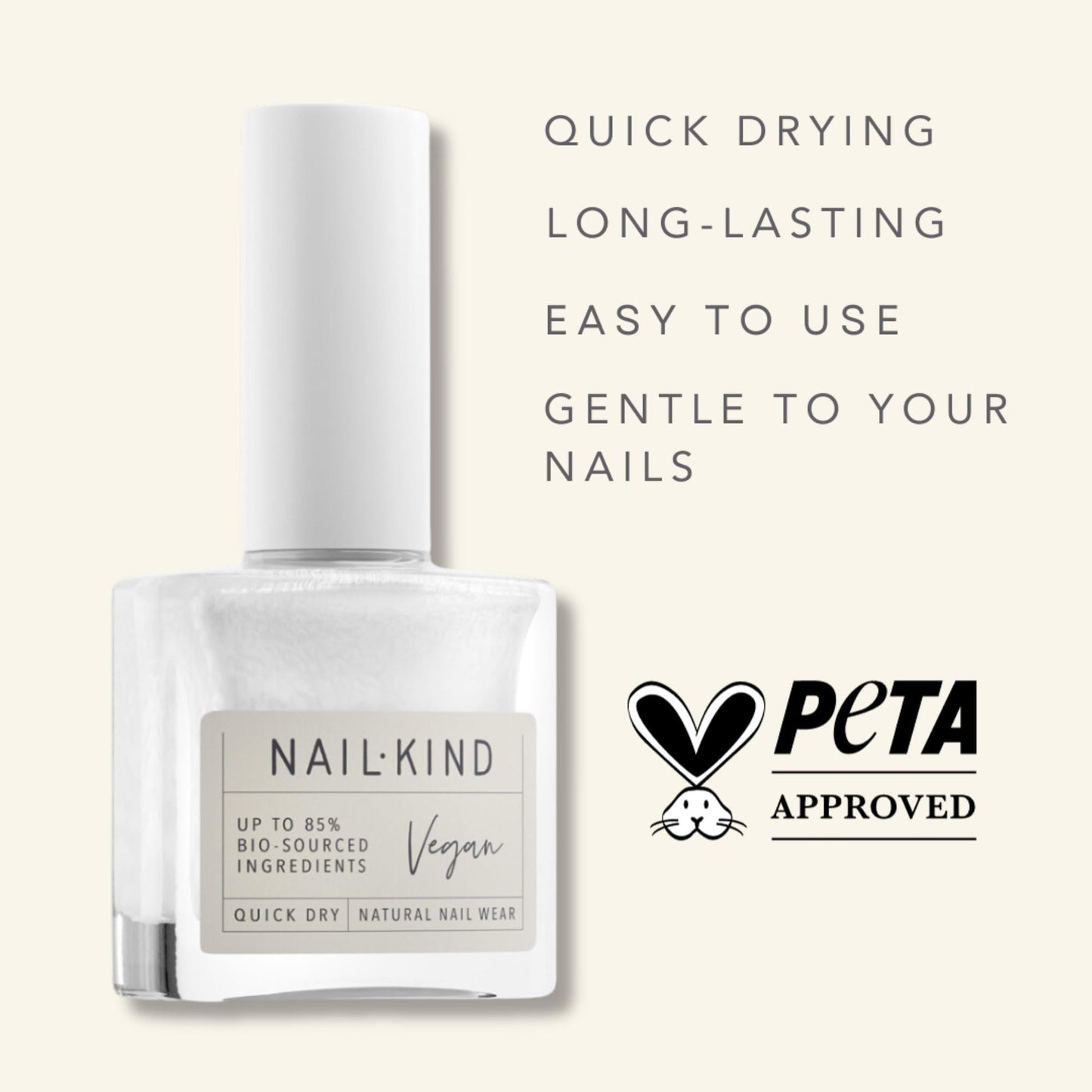 NAILKIND White Nail Polish Glazed Donut 8ml Vegan Nail Varnish – Classic White Finish, Quick Drying Long Lasting Chip Resistant Manicure, Low Chemical Formula, PETA & Halal Certified, NailKind