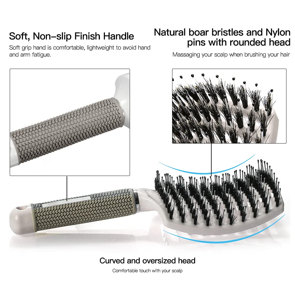 Aozzy 5pcs Ceramic Lonic Round Hair Brush Set for Blow Drying, Curling, Professional Salon Styling Brush Set, Barrel Hairdressing Brushes Sets, Hair Drying Brush Round Set (25mm 32mm 45mm 53mm）