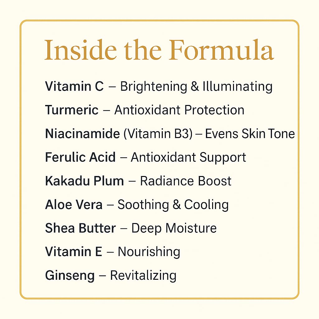 MED Vitamin C + Turmeric Brightening Body Cream – Firming Moisturiser for Uneven Skin Tone, Age Spots & Sun Damage | Shea Butter & Aloe Vera | Vegan | Eco Exfoliating Gloves & Prosperina Card