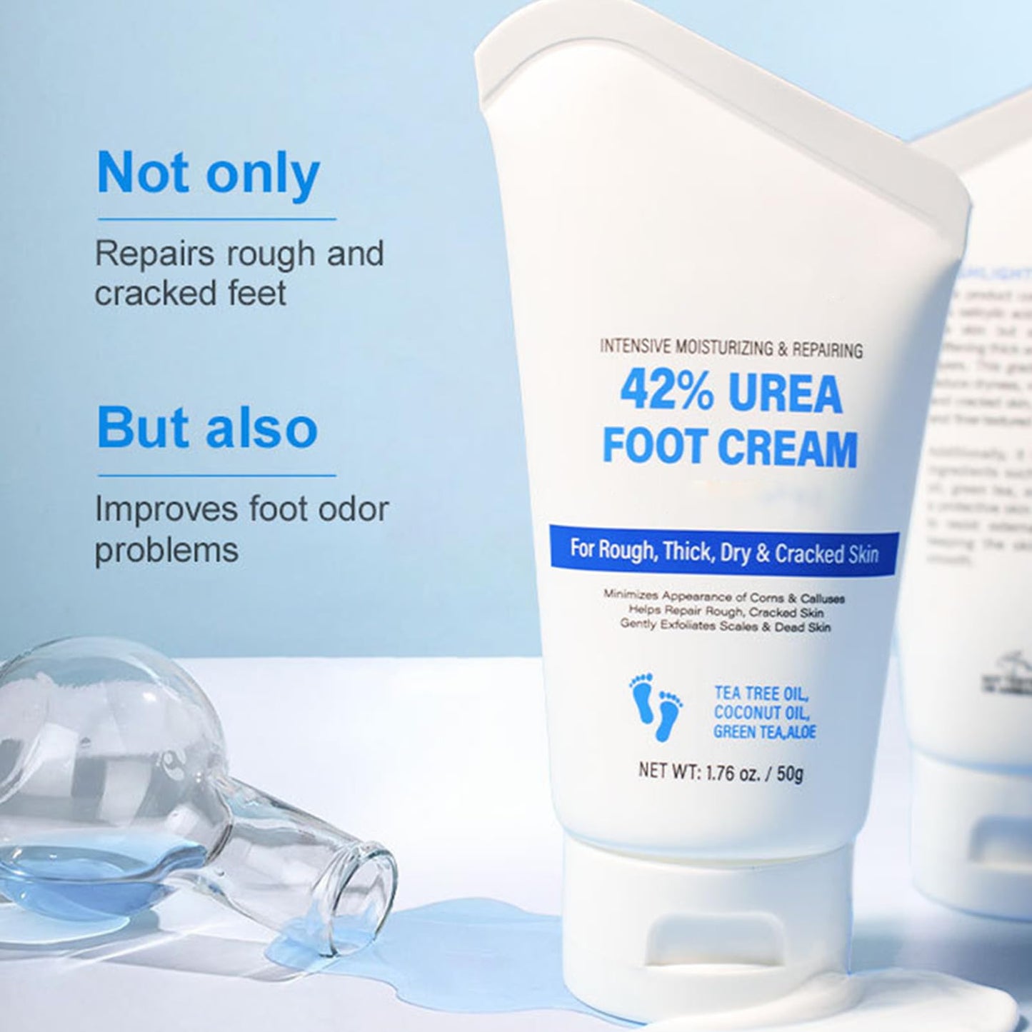 INSKIN 42% Urea Foot Cream, 2% Acids Foot Cream For Cracked Heels And Dry Skin, Foot Moisturiser Foot Cream For Hard Skin, Urea Cream Soften, Cracked Heel Cream Heel Balm For Foot And Body Care