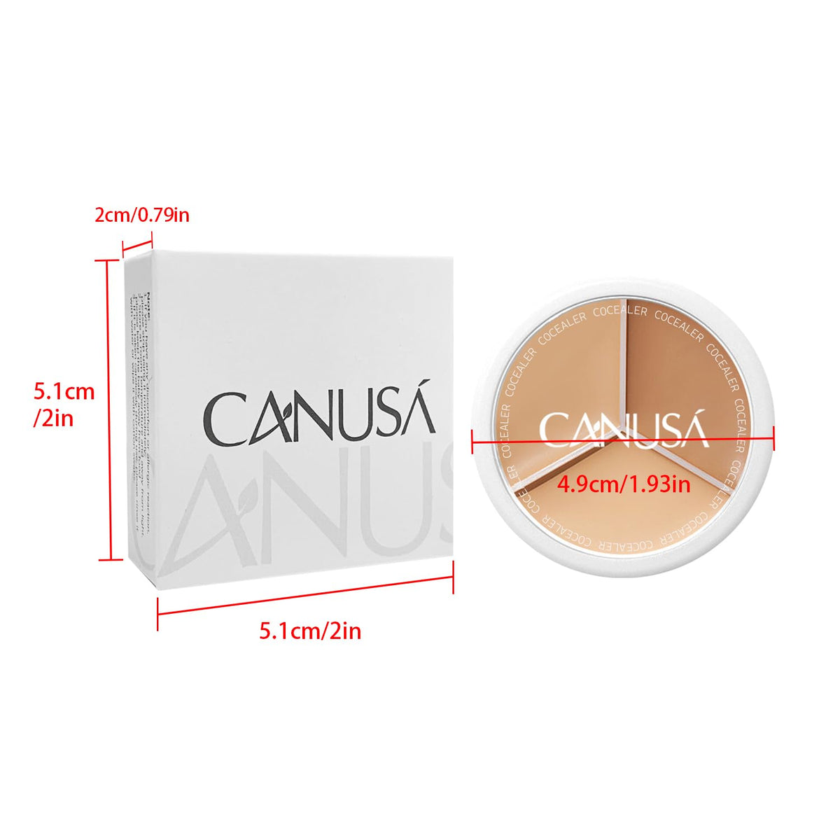CANUSA Canusa Concealer | Full Coverage | Tri-Color Concealer | Vibrant Color | Waterproof | Long Lasting | Concealer Foundation