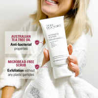 Skin Doctors SKIN DOCTORS Exfoliating Crystals Face & Body Scrub – Microbead Free Cream Exfoliator with Tea Tree Oil for Acne, Blemishes & Smooth Radiant Skin – 100ml