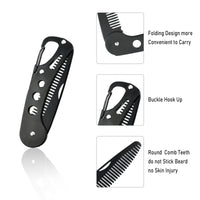 YancLife Stainless Steel Folding Comb for Men's Grooming & Styling Beards & Mustaches, Anti-static, 9.5 * 3 * 1.5cm