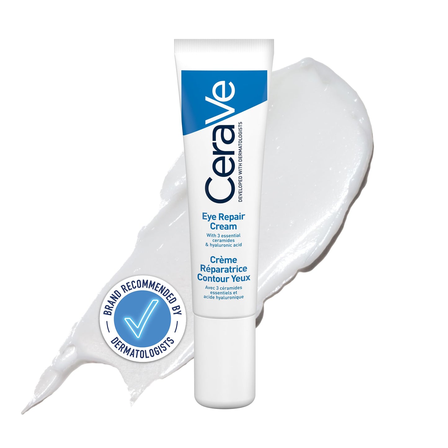 CeraVe Eye Repair Cream With 3 Essential Ceramides, Hyaluronic Acid, MVE Technology, Ultra-Lightweight For Dark Circles, Puffiness, Suitable for Dry, Sensitive, & Eczema-Prone Skin, 14ml