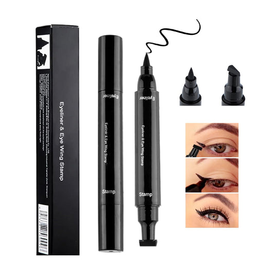 Mikloven 2Pack Dual Tip Eyeliner Stamp Pen 2 in 1 – Large & Small Wing, Waterproof Liquid Eyeliner Pencil, Long Lasting & Smudgeproof, Easy Cat Eye Makeup for Left & Right Eyes