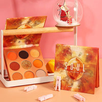 Docolor 9 Colours Orange Eyeshadow Palette Shadow Palette Highly Pigmented Mattes Shimmers Naked Smokey Glitter Cream Colorful Powder Waterproof Makeup Palette-Soul