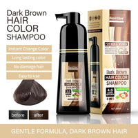 Royal Glow Hair Colour Shampoo – Ammonia-Free, Instant Grey Hair Dye for Men & Women – 3-in-1 Hair Colour, Shampoo & Conditioner – Non-Staining, Easy to Use (Black/Dark Brown) (Dark Brown, 200ml)