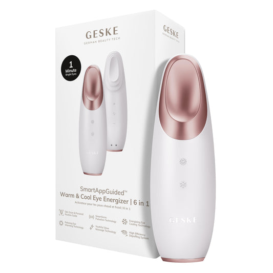 GESKE SmartAppGuided™ Warm & Cool Eye Energizer | 6 in 1 | Heated eye massager | Combat dark circles & under-eye bags | Refresh droopy eyelids | Anti-stress & relaxation | Sonic massaging