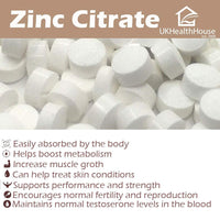 UKHealthHouse Zinc Citrate - 15mg x 1000 - High Strength - Healthy Hair, Skin, Nails, Vision & Hormone Balance - Vegetarian & Vegan - General Health