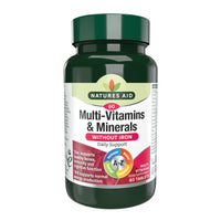 Natures Aid Multi-Vitamins and Minerals 60 Tablets (Without Iron, One-a-Day Multi-Vitamin and Mineral Formula, Supports Immune, Energy, Brain and Bone Health, Vegan Society Approved, Made in the UK)